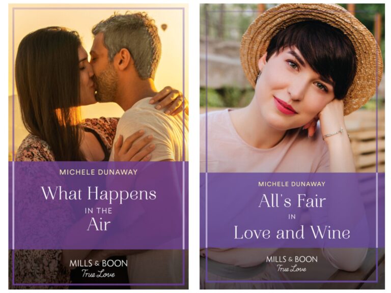 Mills and Boon covers of What Happens in the Air and All's Fair in Love and Wine