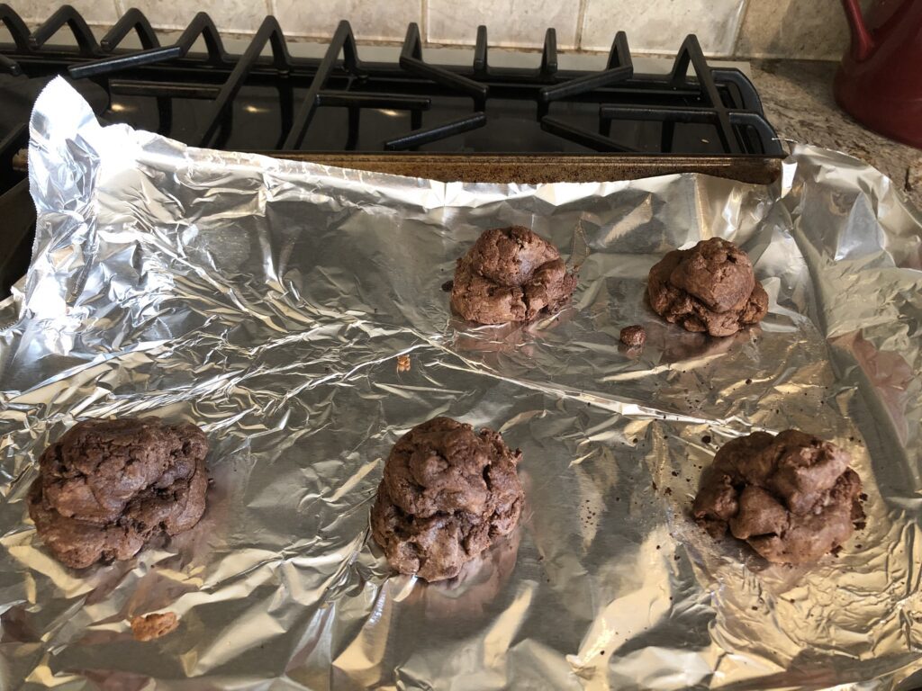 fluffy looking double chocolate cookies